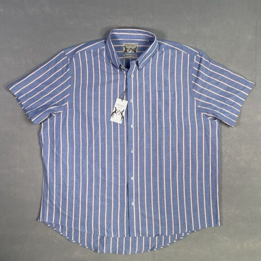 New Peter Christian Shirt Men Blue 3XL Striped Office‎ Careerwear GorpCore